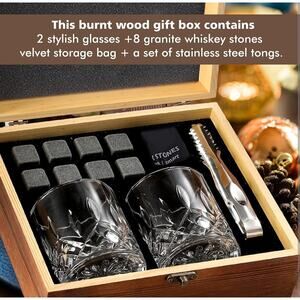 Whiskey Set Gifts with Whiskey Stones & Whiskey‎ Glasses Set of 2